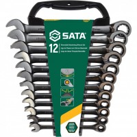 Uzgriežņu atslēgas komplekts ar tarkšķi atpakaļgaitā (12gab) (8-19mm) SATA