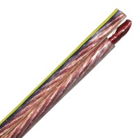 Audio kabelis 2x10.0mm² YFAZ caurspīdīgs ar sarkanu strīpu